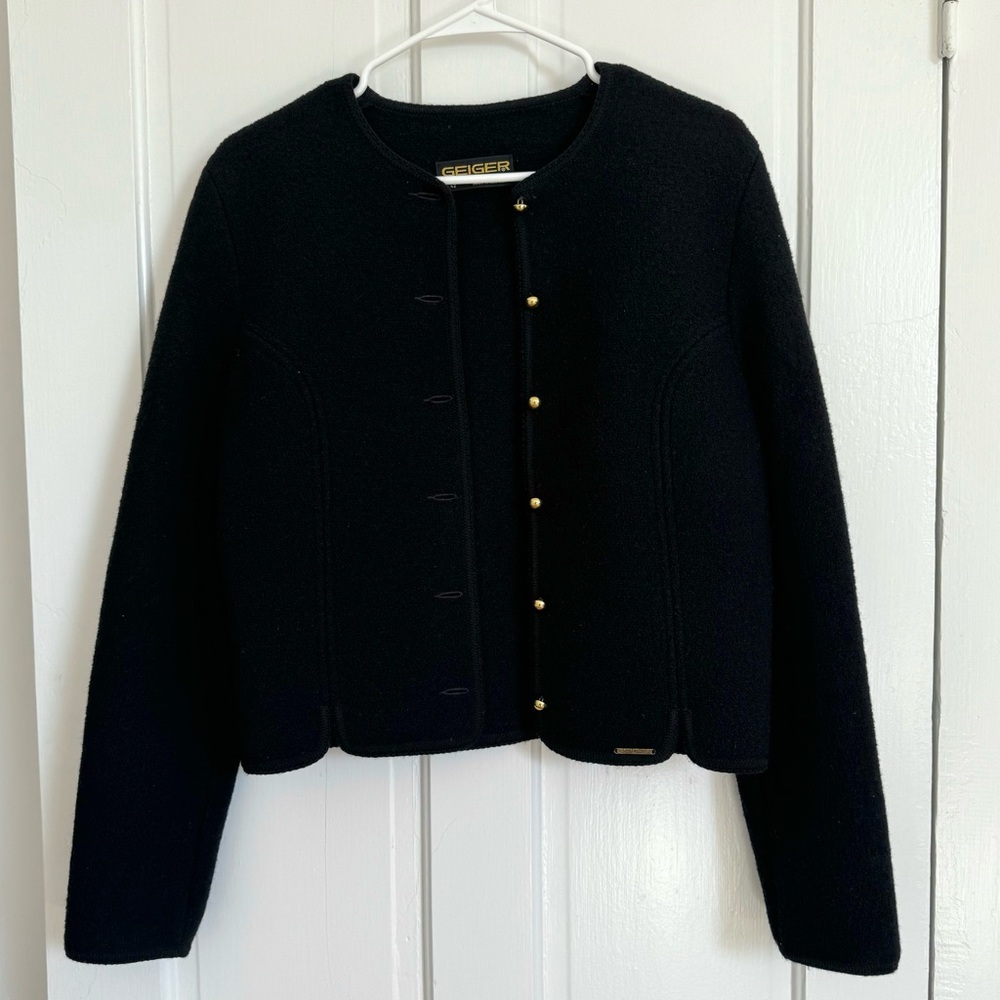 Vintage Geiger Black Wool Cardigan 42